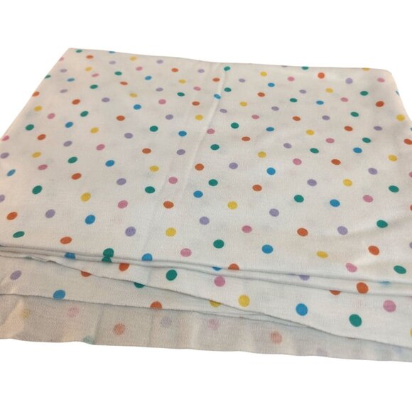 Rainbow Polka Dot White Stretch Knit Fabric 1 Yard X 60" Wide Sewing Material - Picture 1 of 9